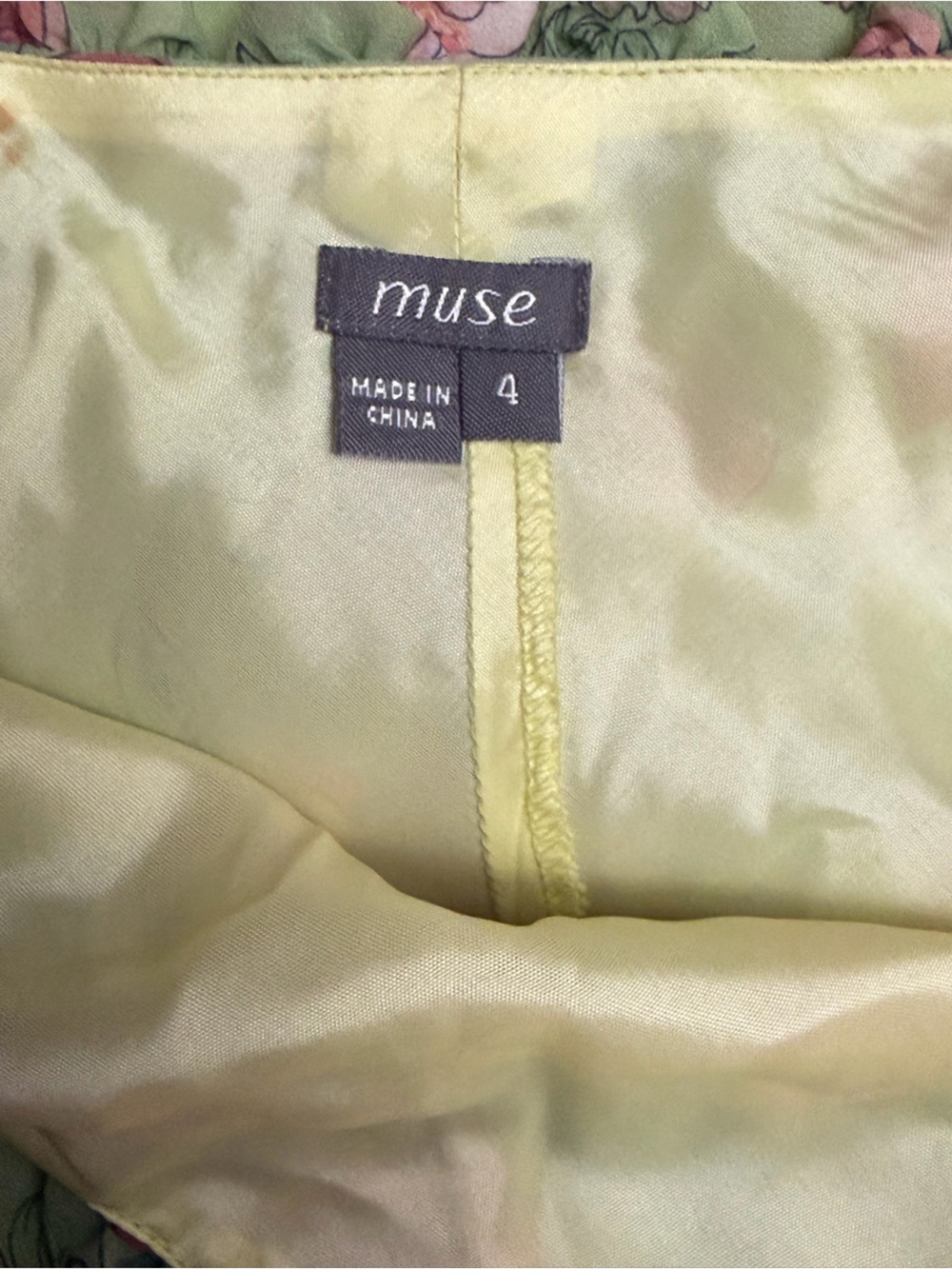 Muse Light Green Floral Lined Dress - Picture 3 of 4